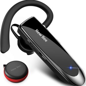 New bee Handsfree Bluetooth Earpiece, Wireless Bluetooth Headset with Microphone 60 Days Standby Headphones with Microphone for iPhone, Samsung, HTC, LG, Sony, PC (Black)