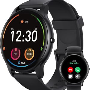 Parsonver Smart Watch Answer/Make Call, Fitness Watch for Men Women, Smartwatch IP68 Waterproof, 100+ Sport Modes, Heart Rate/Sleep Monitor, Fitness Watch for Android and iOS, Black, SPROD1