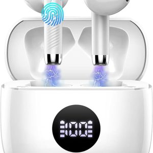 Wireless Earbuds, Bluetooth 5.4 Headphones in Ear with 4 ENC Noise Cancelling Mic, Bluetooth Earbuds 40Hrs Playtime, Wireless Earphones HiFi Stereo Deep Bass, IP7 Waterproof USB-C Fast Charge White